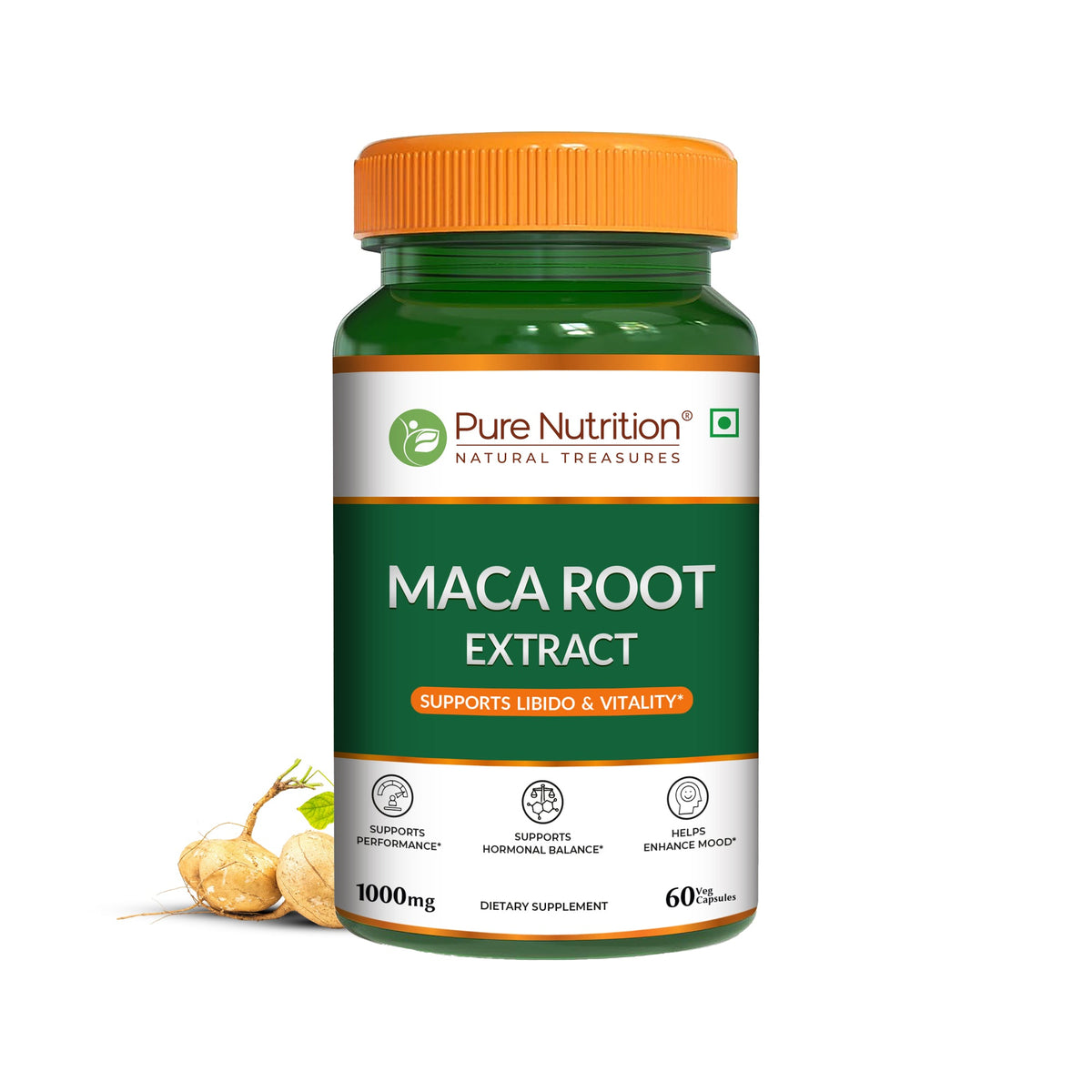 Maca Root Extract Capsules- Veg for Energy, Stamina & Hormonal Balance - Nutrition by Pure Nutrition