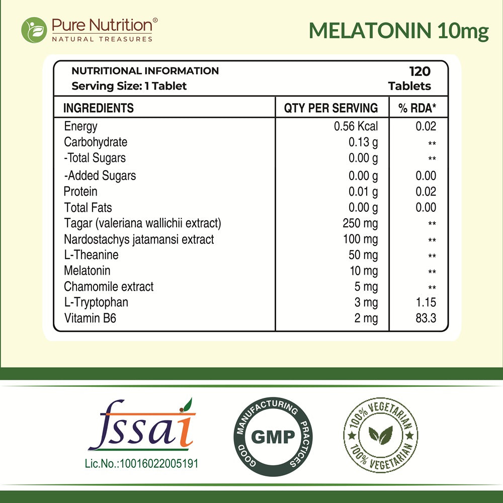 Melatonin 10mg Tablets Sleep Cycle Support & Relaxation | 120 Tablets