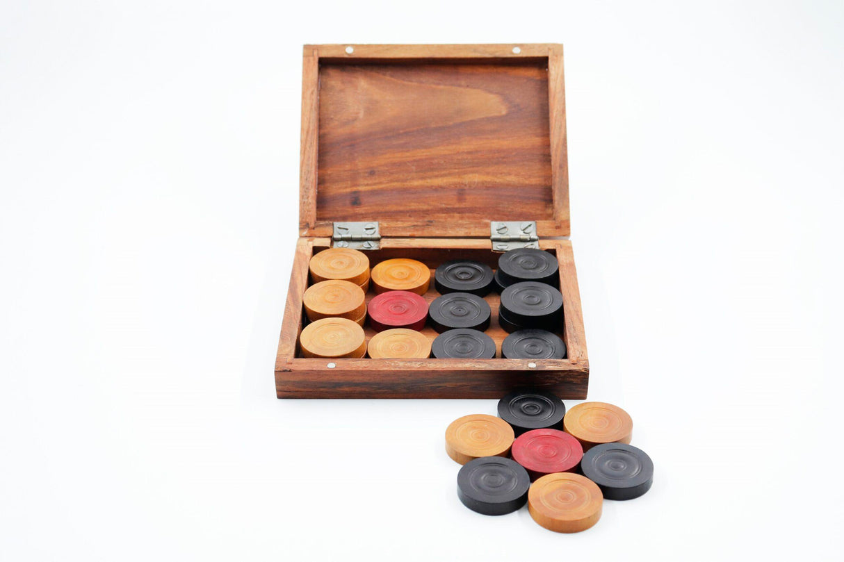 Synco Premia Carrom Board Coins in Sheesham wooden Box