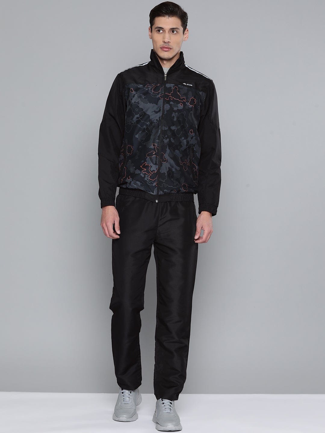 Alcis Men Self Design Black Track Suit