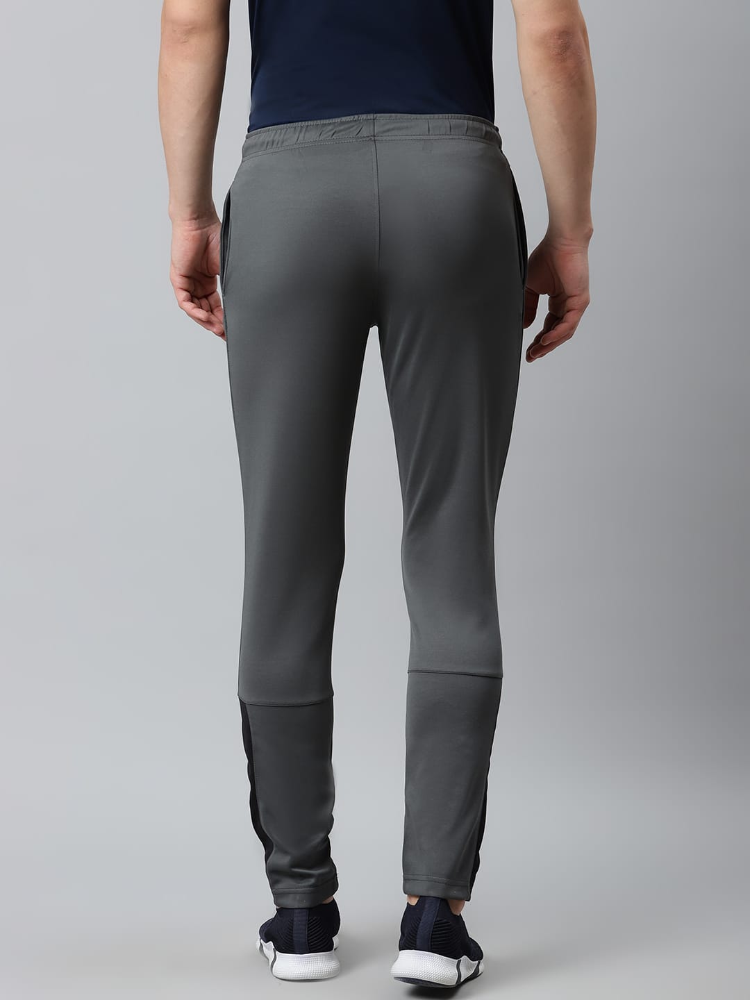 Alcis Men Charcoal Grey Black Solid Slim Fit Mid-Rise Track Pants