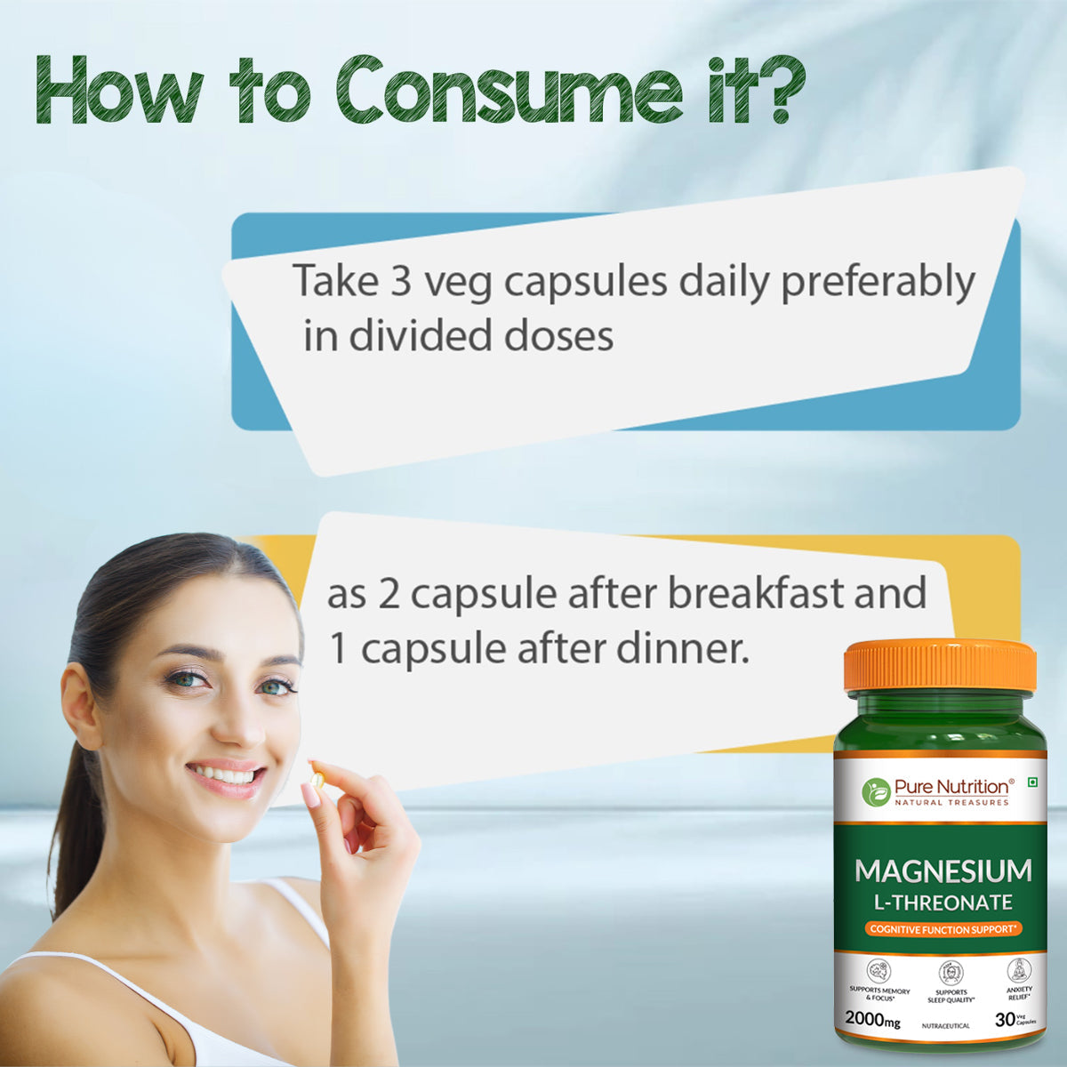 Magnesium L-Threonate Brain, Memory & Focus Support | 30 Veg Capsules