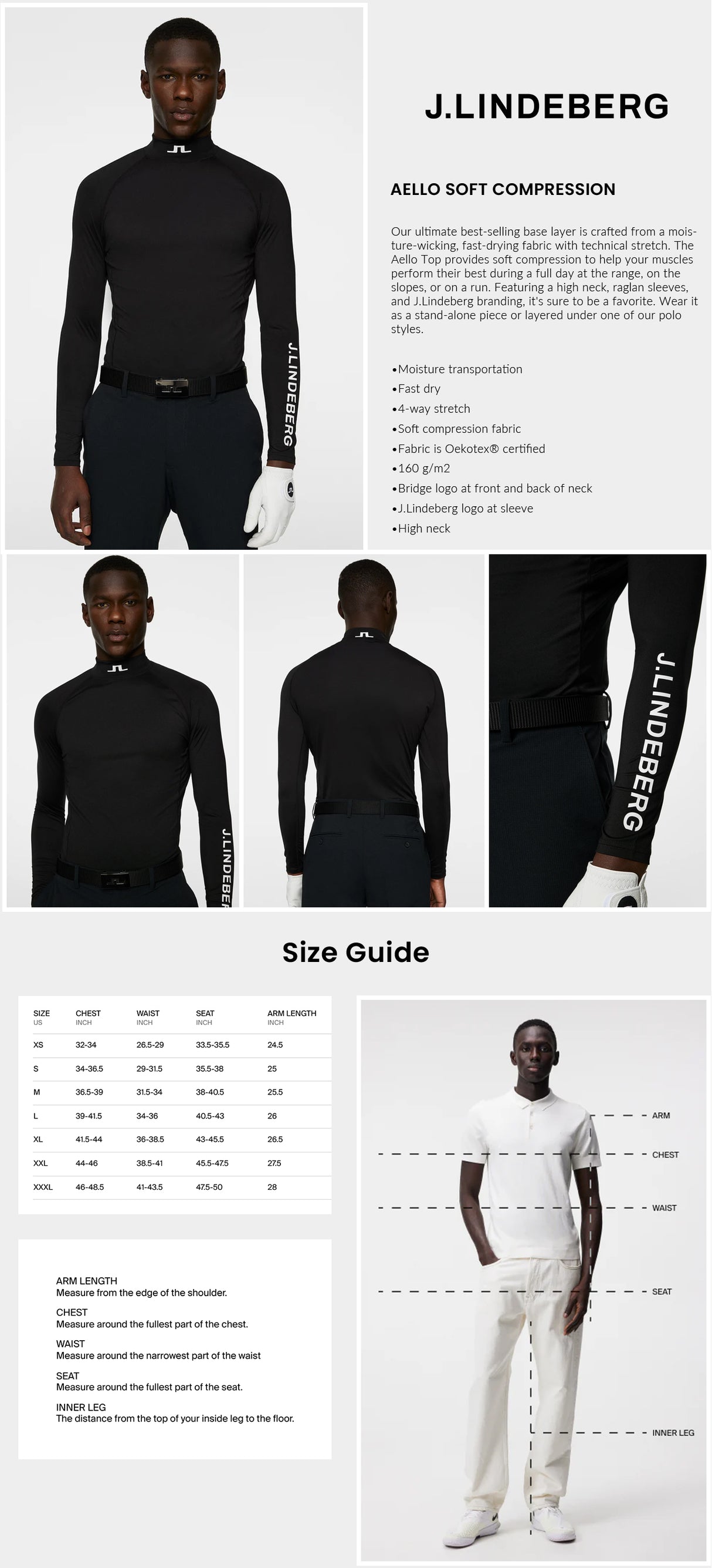 J Lindeberg Men's Aello Soft Compression T-Shirt - Black