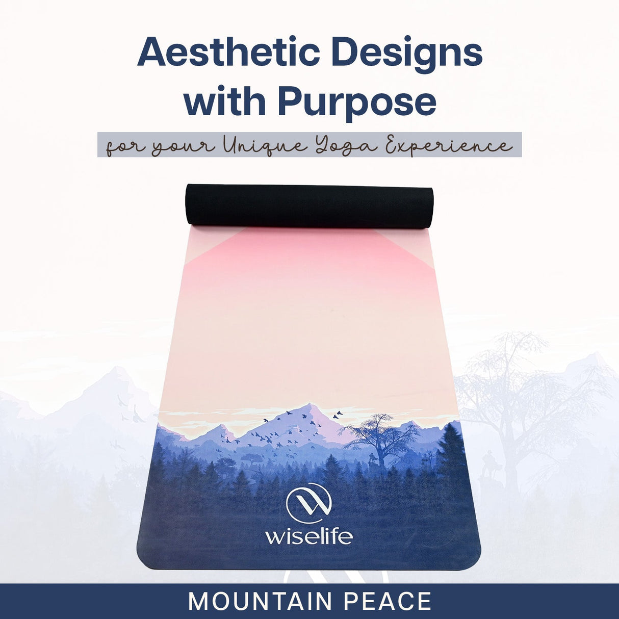 PU & Natural Rubber Yoga Mat - 6mm, Mountain Peace
