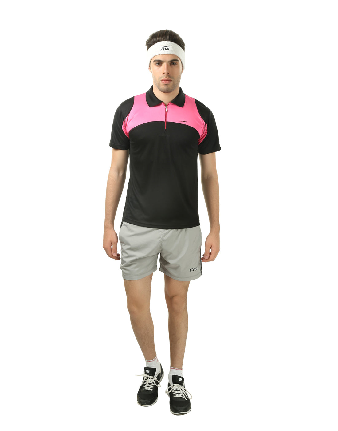 STAG GLOBAL Graphic Men's Athletic Fit Polo T-Shirt | Solid Sportswear for Active & Casual Use