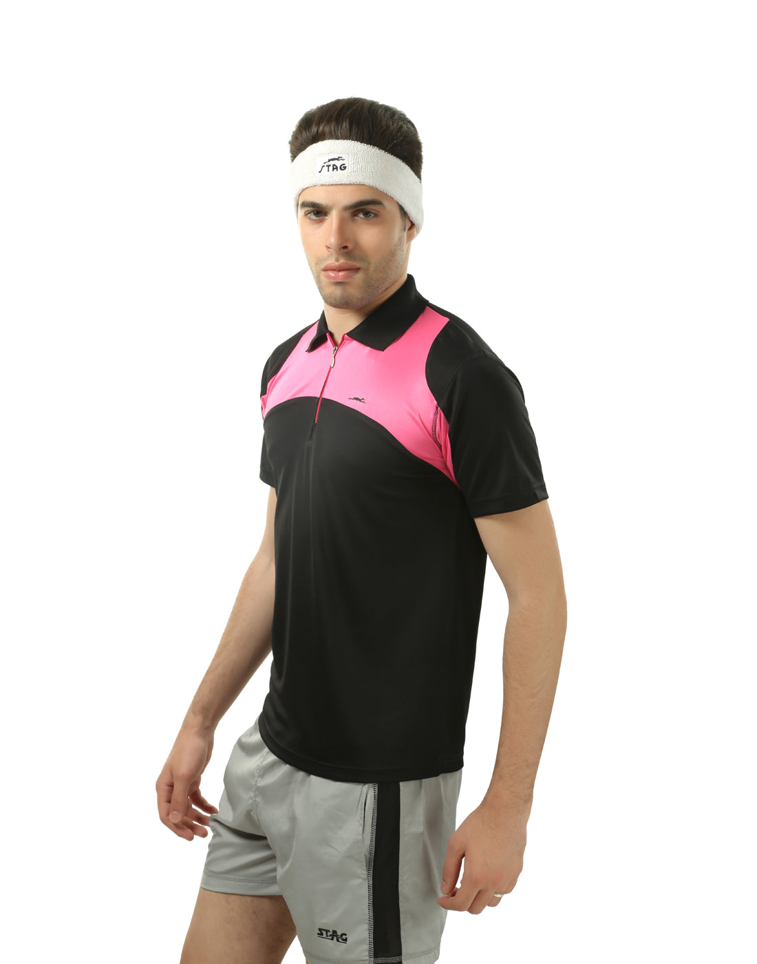 STAG GLOBAL Graphic Men's Athletic Fit Polo T-Shirt | Solid Sportswear for Active & Casual Use