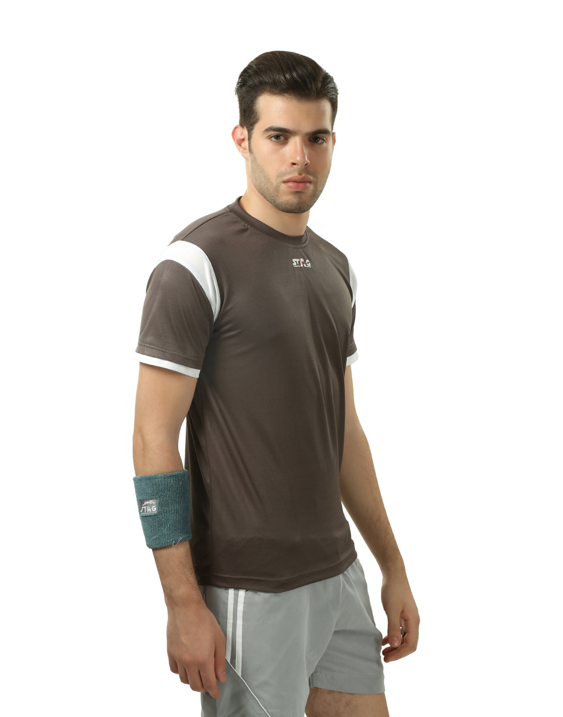 STAG GLOBAL Flex Men’s Sports T-Shirt – Dark Grey | Breathable, Quick-Dry Activewear