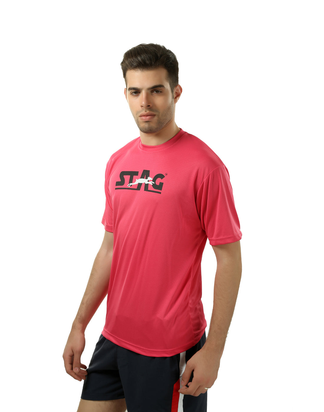 STAG GLOBAL Round Neck Men's Solid Athletic fit T-Shirt | Solid Sportswear for Active & Casual Use