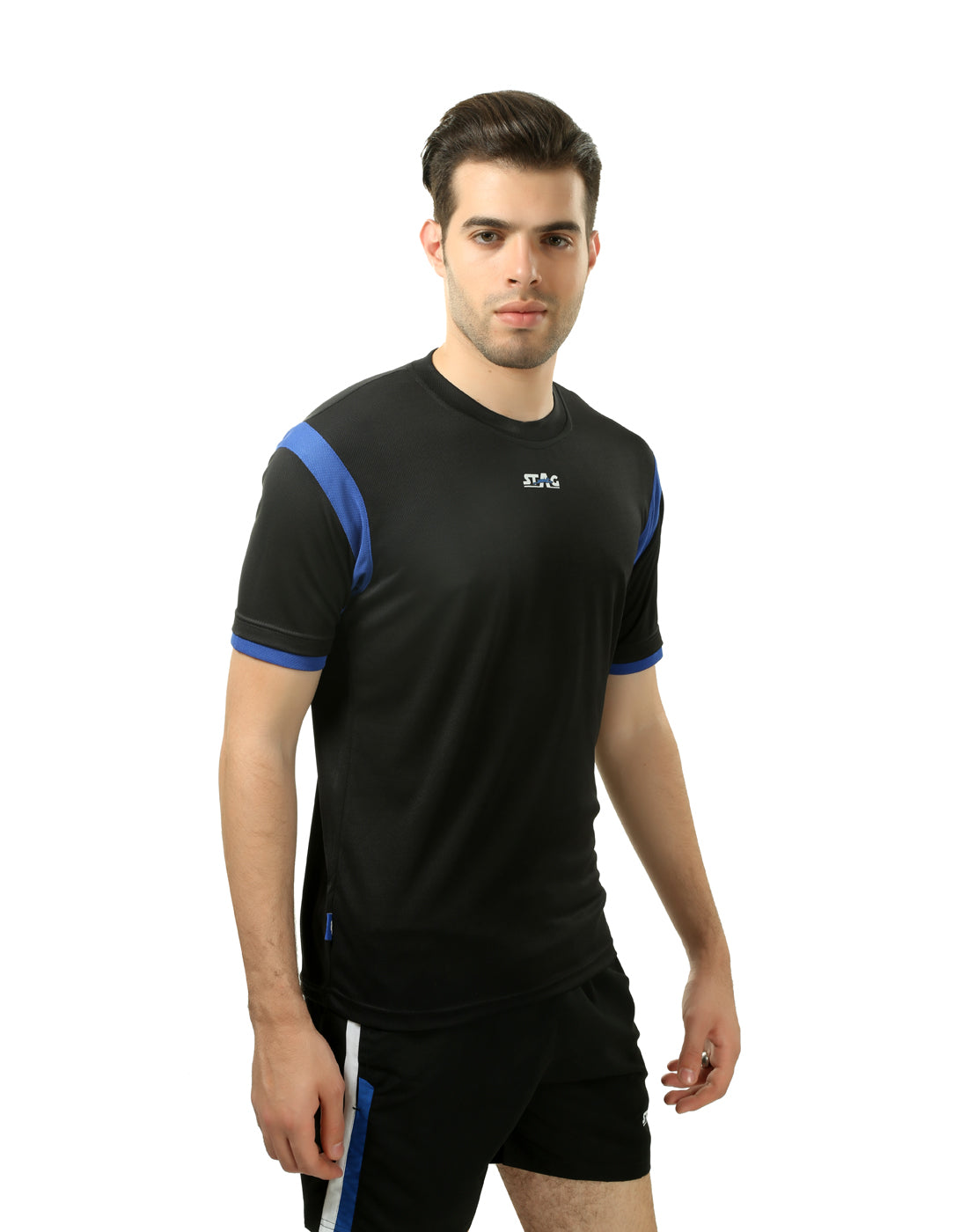 STAG GLOBAL Flex Round Neck Men's Solid Athletic fit T-Shirt | Solid Sportswear for Active & Casual Use