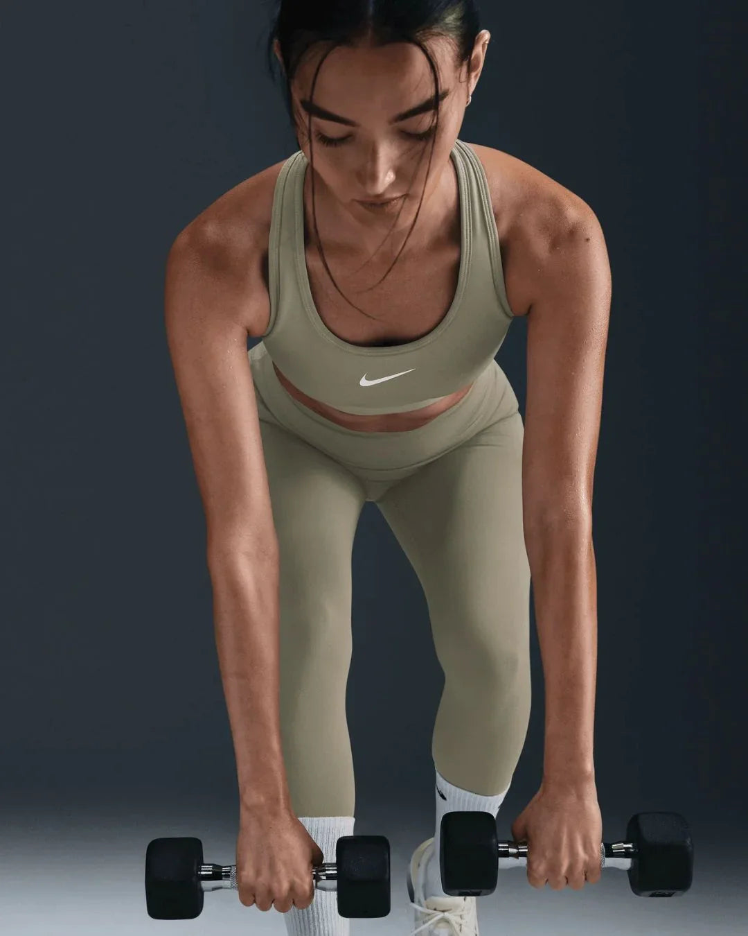 NIKE One Seamless Front High-Waisted Full-Length Women's Leggings - Light Army Black