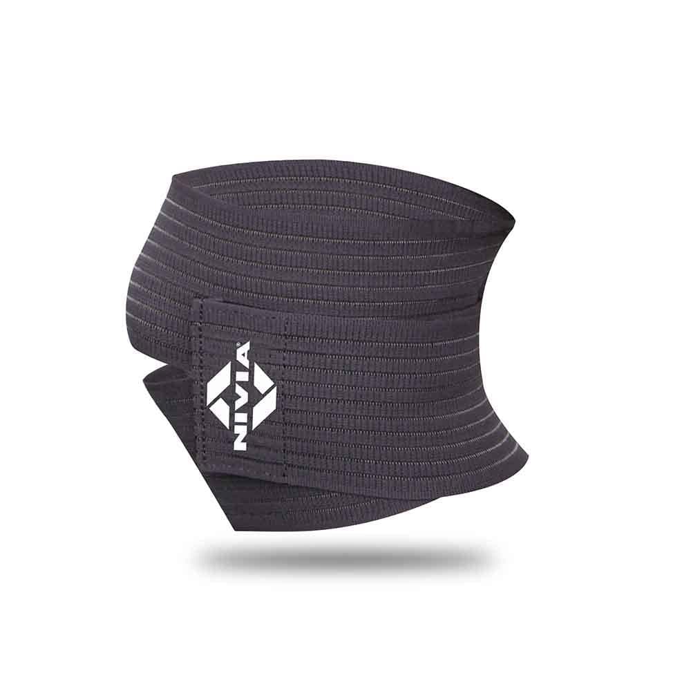 NIVIA Compression Knee Straps with Velcro, Knee Braces & Sleeves, For Compression & Circulation Available in S | M | L | XL & Grey Color , Used for All kind of impact Sports