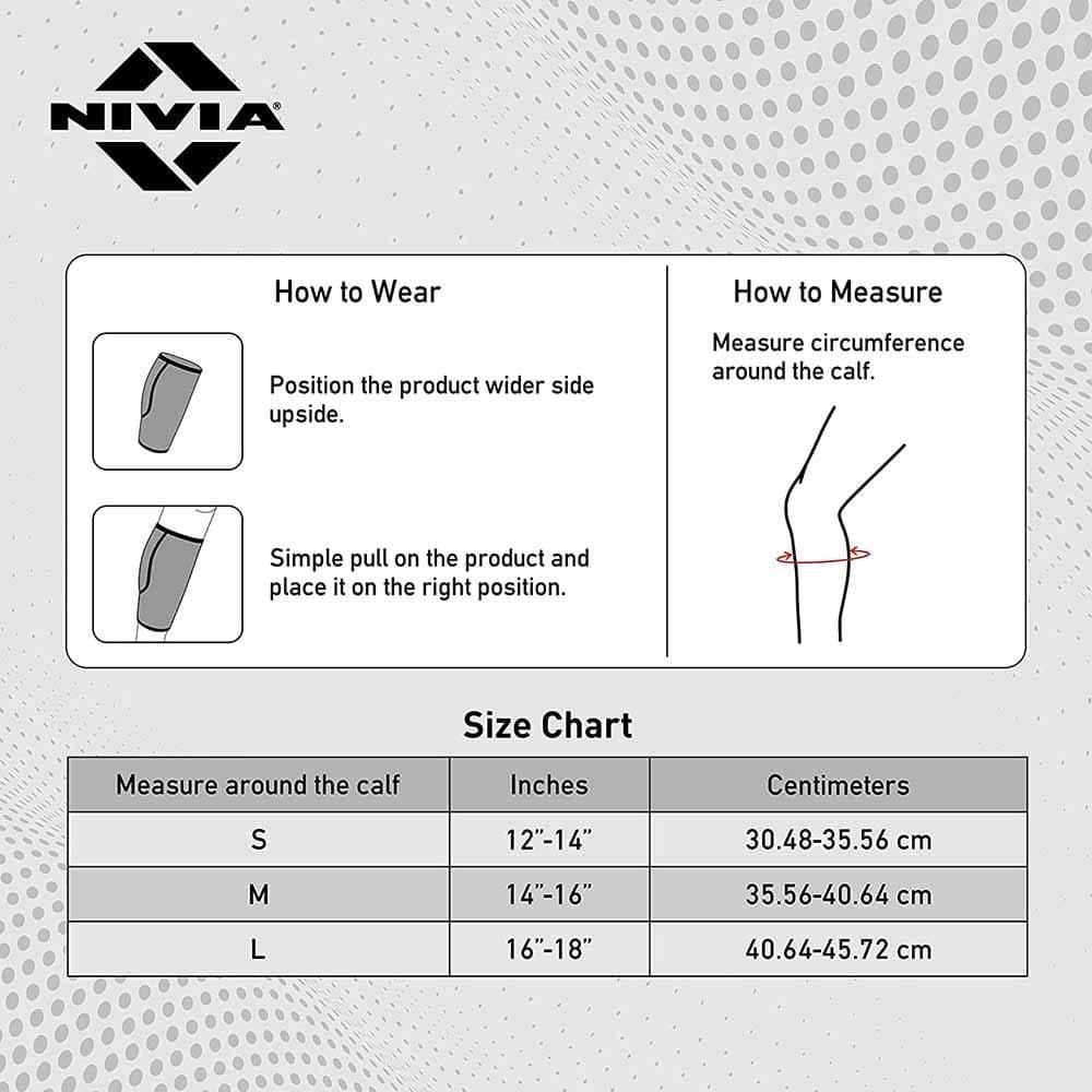 NIVIA Calf Support -Slip in Sleeve, Ankle Sleeves, Braces or Wraps , For Compression & Circulation Available in S | M | L & Black / Red Color , Used for All kind of impact Sports