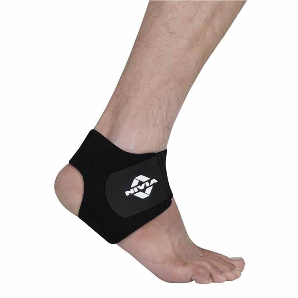 NIVIA Basic Ankle Support with Adjustable Velcro, Ankle Sleeves, Braces or Wraps , For Support & Stability Available in S | M | L | XL & Black Color , Used for All kind of impact Sports