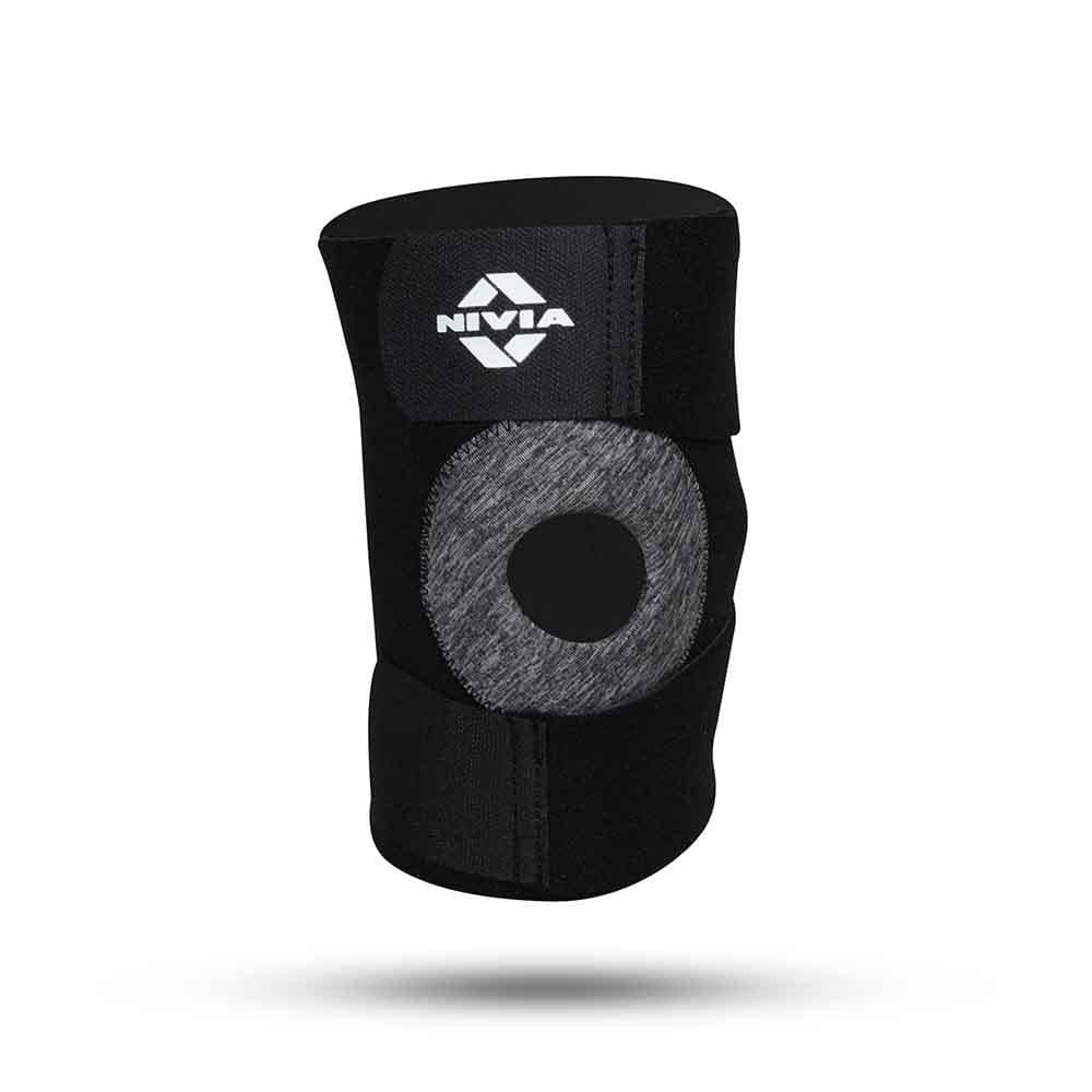 NIVIA Basic Patella Knee Support With Adjustable Vecro, Knee Braces & Sleeves, For Pain Relief & Recovery Available in S | M | L | XL & Black Color , Used for Rehabilitation & Recovery
