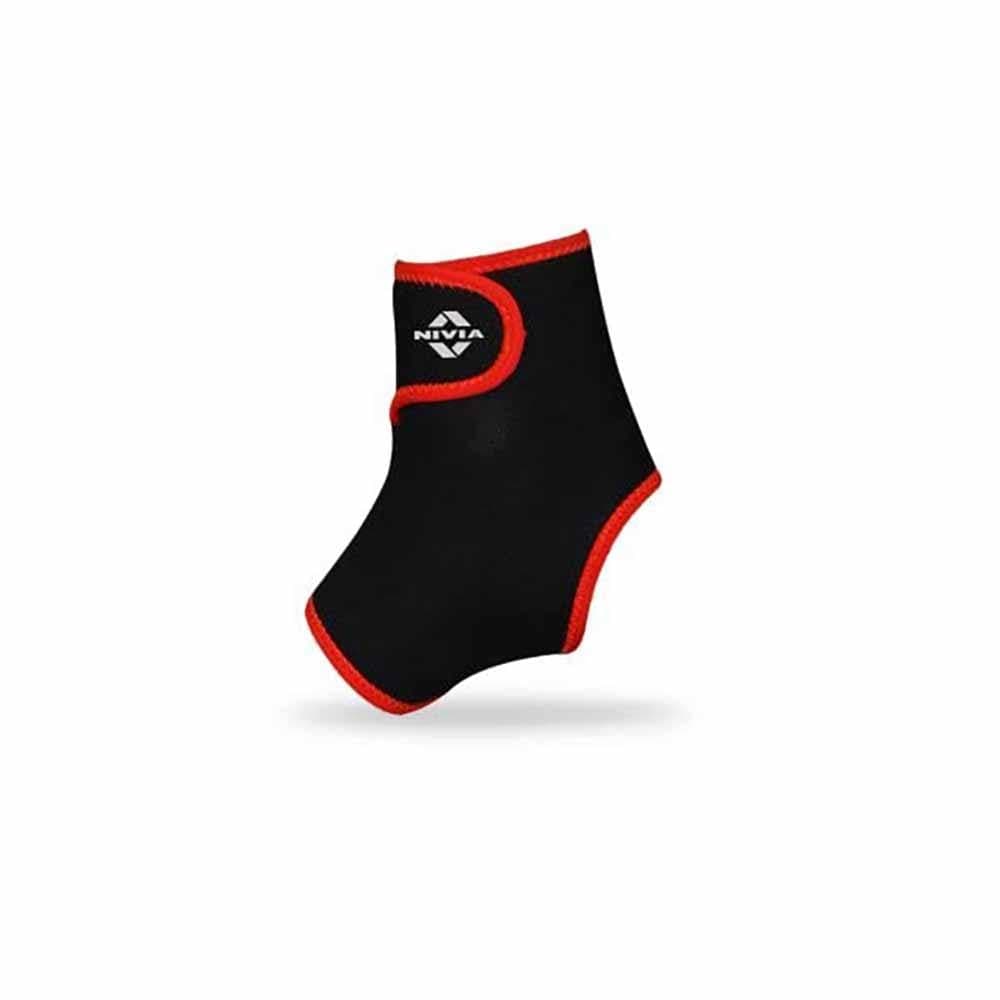 NIVIA Ankle Support Slip in With Velcro, Ankle Sleeves, Braces or Wraps , For Support & Stability Available in S | M | L & Black / Red Color , Used for All kind of impact Sports