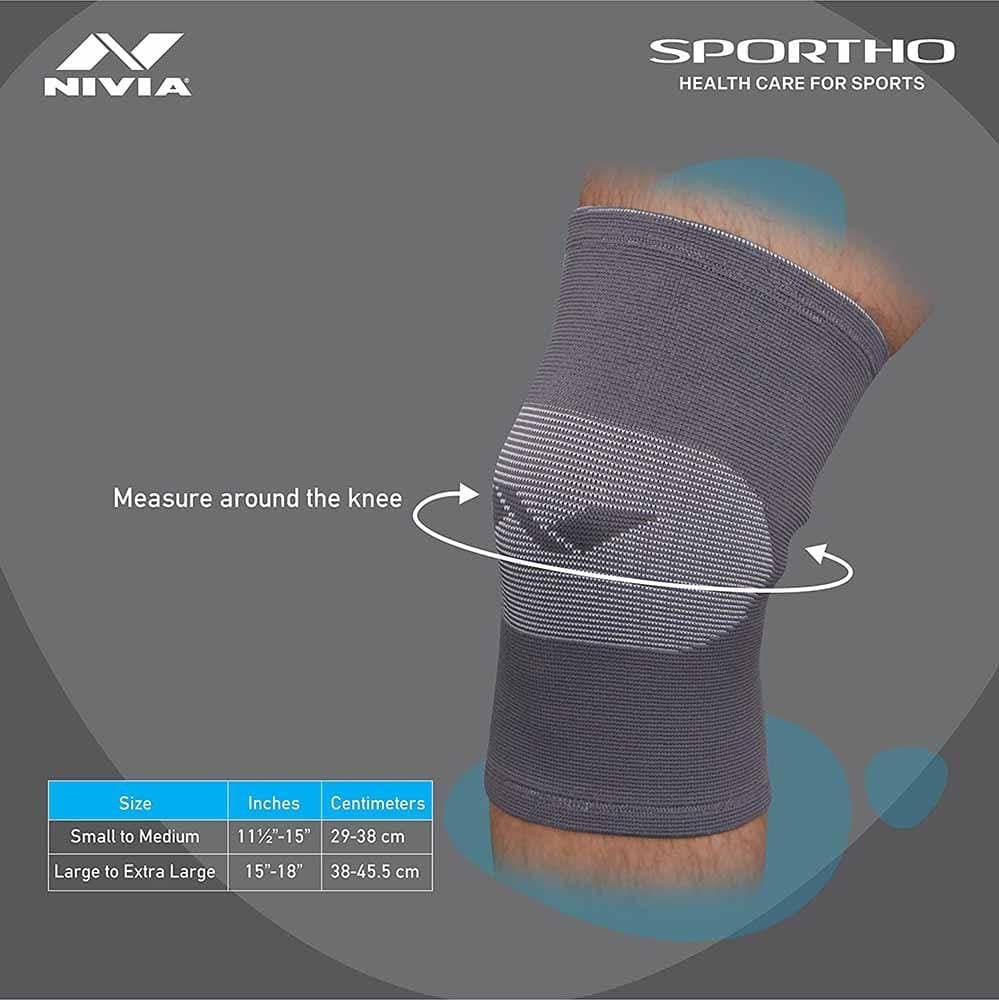 NIVIA Super Soft Knee Support - Slip in , Knee Braces & Sleeves, For Stability & Joint Support Available in S | M | L | XL & GreyColor , Used for All kind of impact Sports