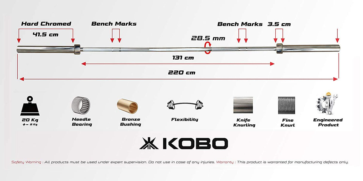 Kobo OR-6-A Olympic Barbell 71″ Bar