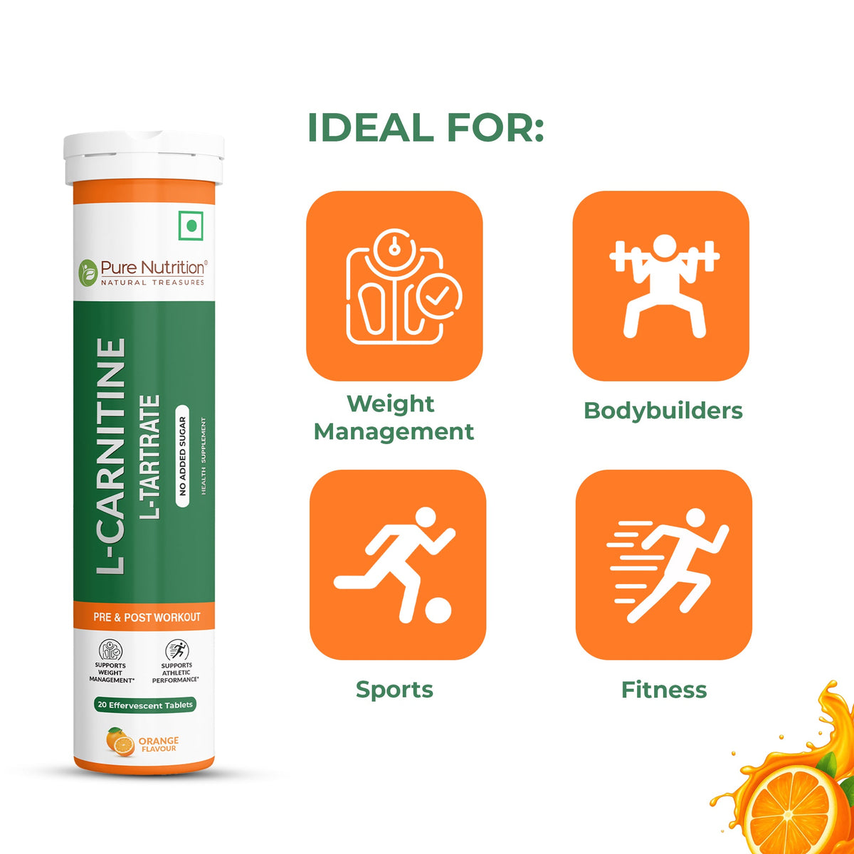 L-Carnitine L-Tartrate Effervescent Tablets Fat Metabolism & Energy