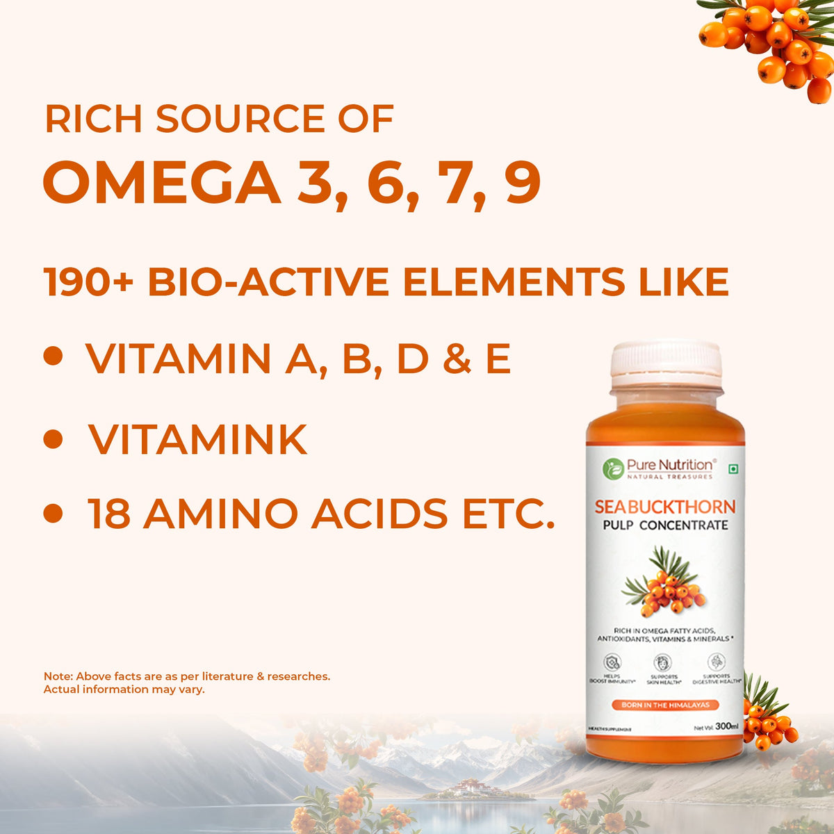 Sea Buckthorn Pulp Concentrate 300ml | Skin, Immunity & Omega Fatty Acids
