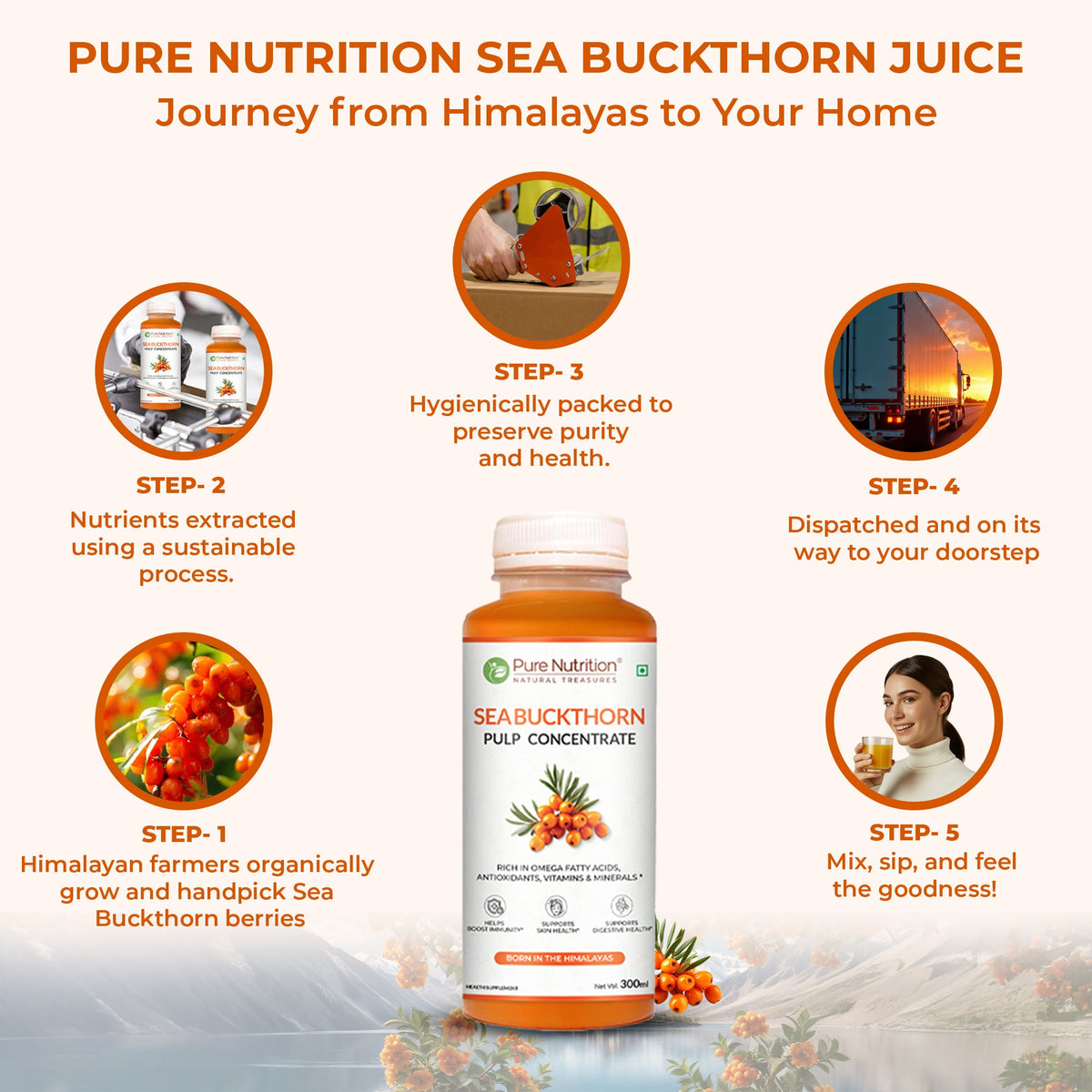 Sea Buckthorn Pulp Concentrate 300ml | Skin, Immunity & Omega Fatty Acids