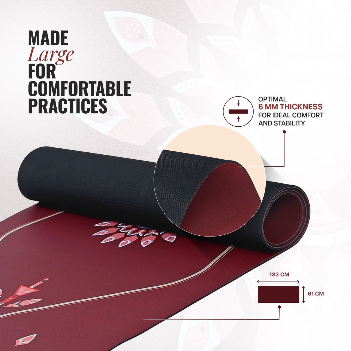 PU Alignment & Natural Rubber Yoga Mat 6mm