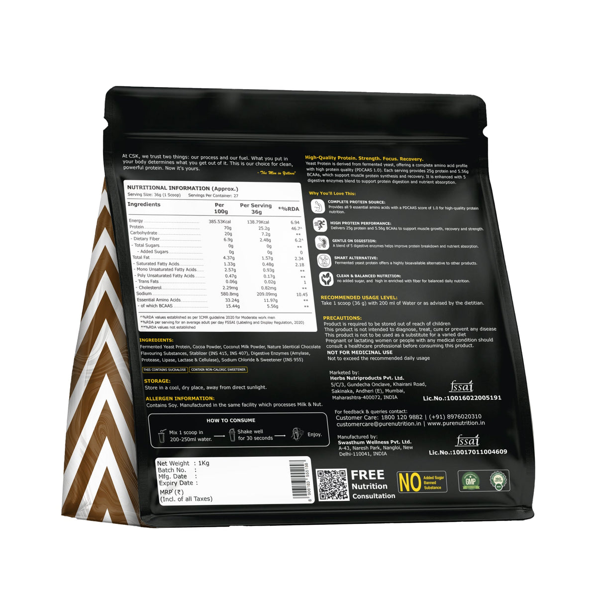 NXTShift Yeast Protein Powder 1kg Complete Plant-Based Amino Acids