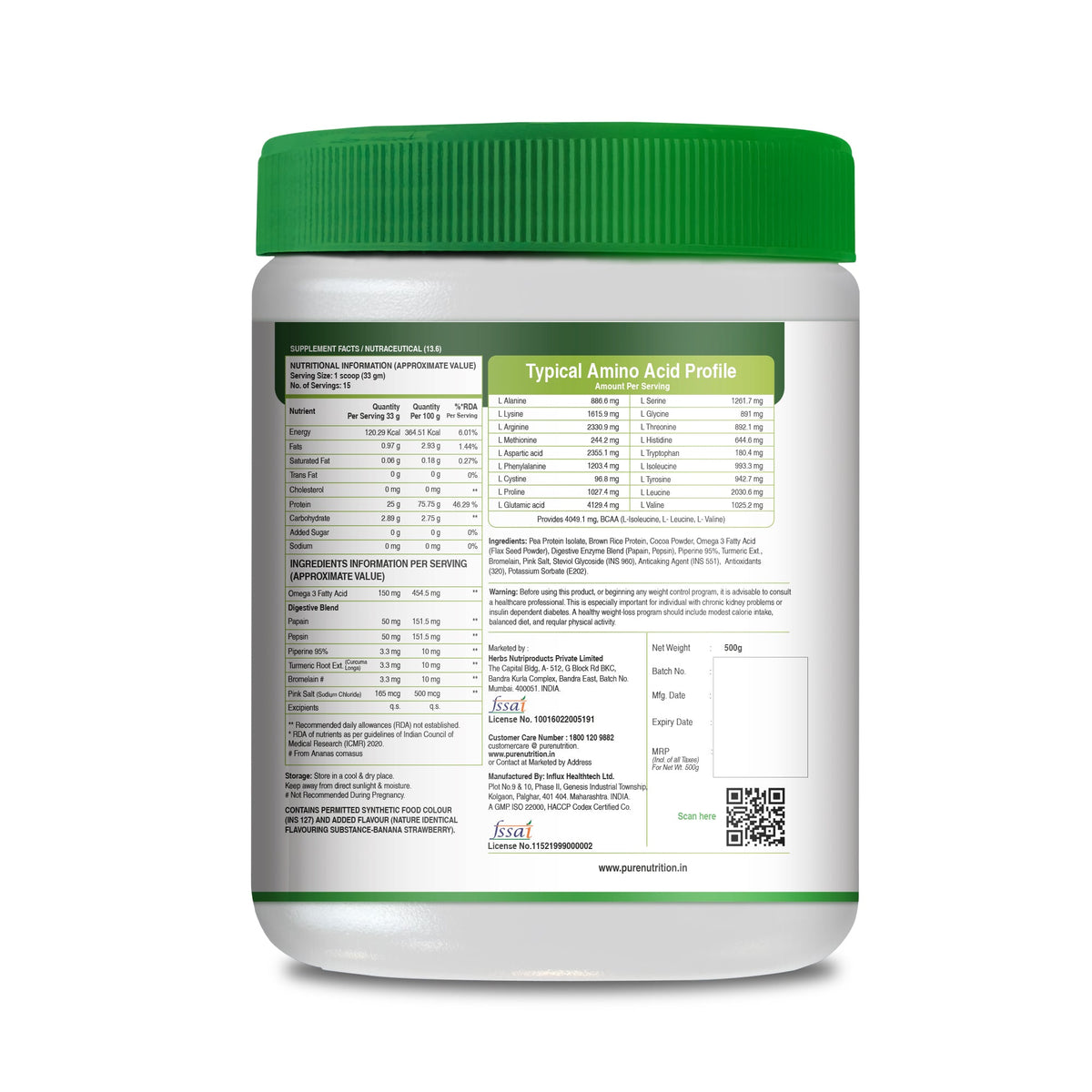 Vegan Protein Cranberry Crush Powder Plant-Based Protein (500g)