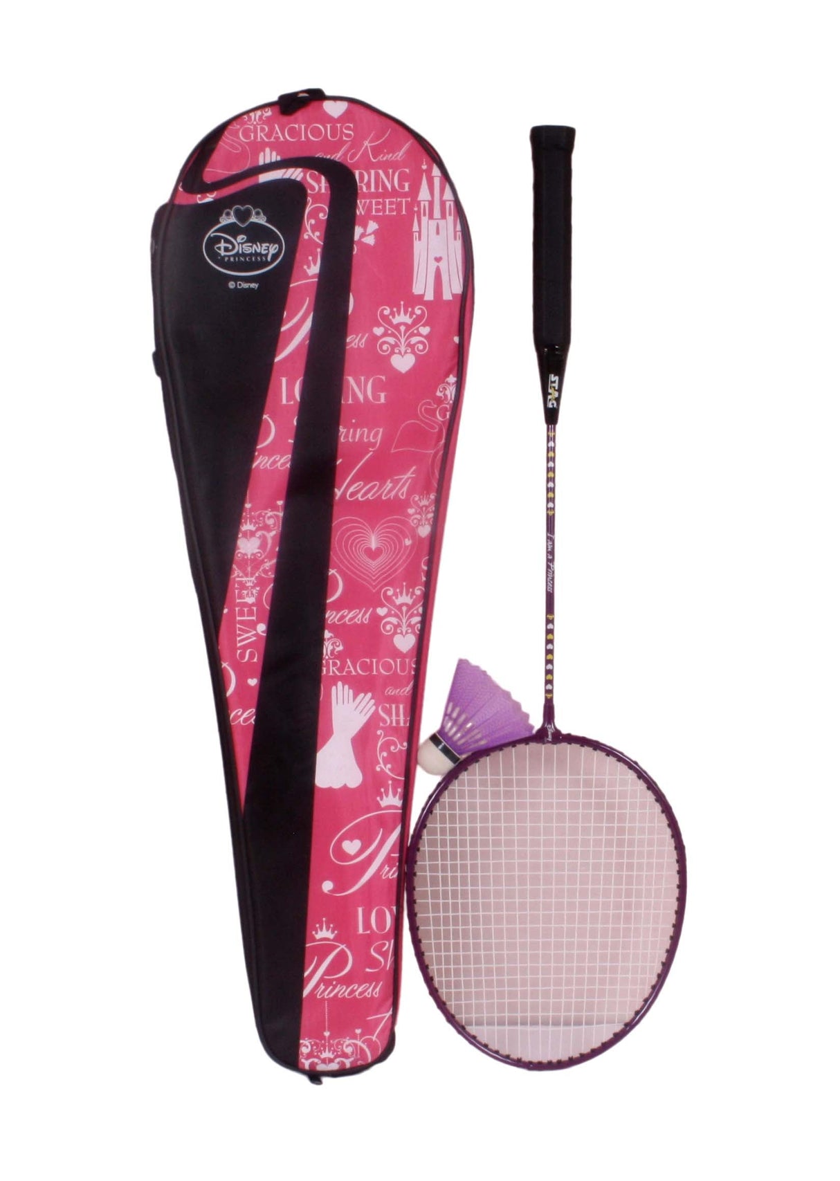 STAG GLOBAL Disney Princess Badminton Racket Combo 2 Badminton Racket 3 Shuttle Cock -Purple/Pink Model (RC002))