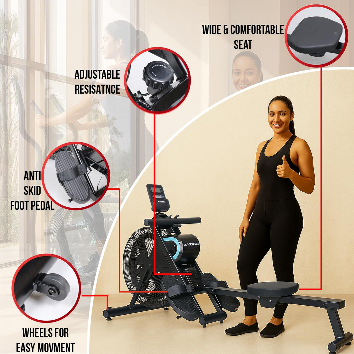 Kobo RM-2 Air Rowing Machine