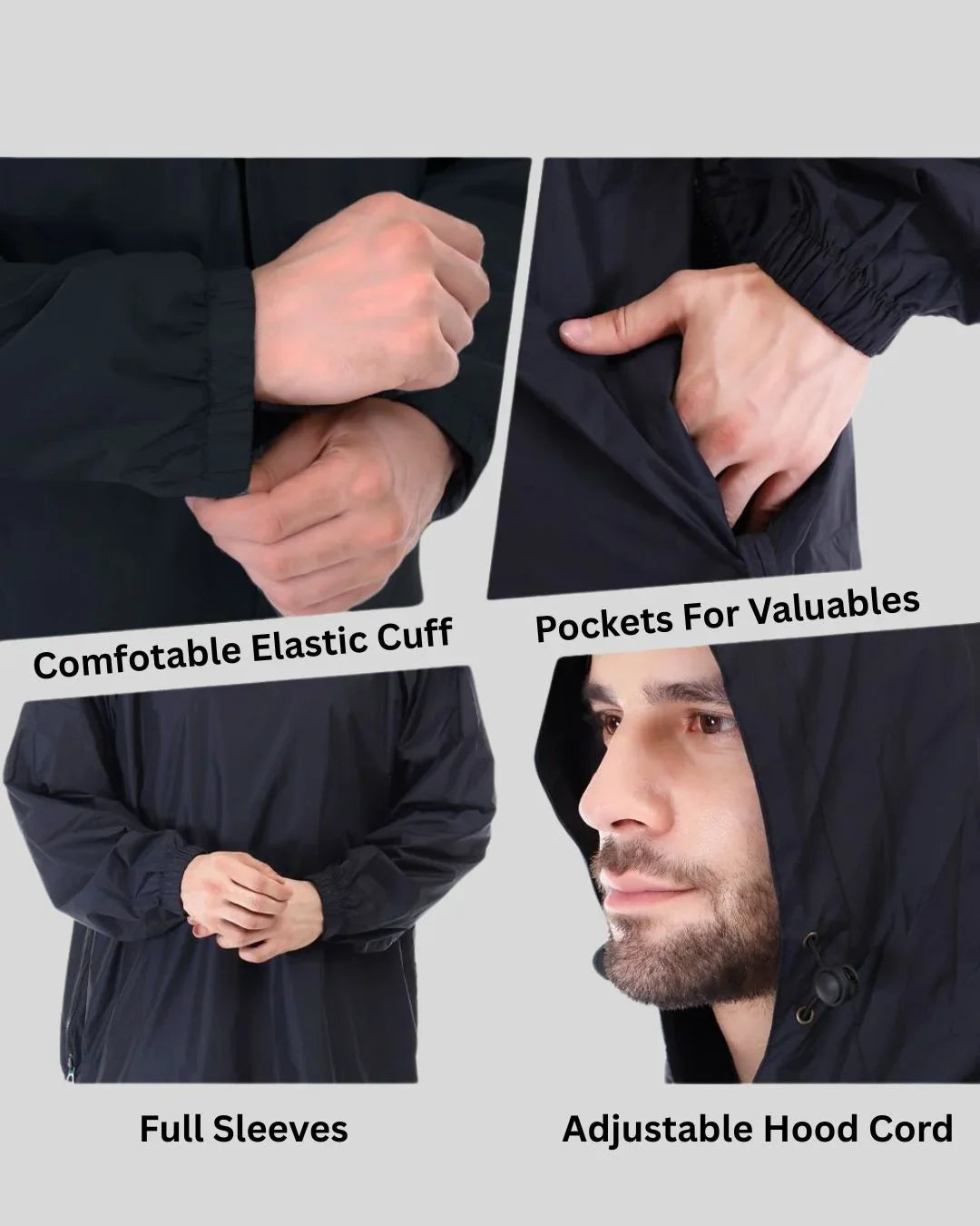 ROCKSPORT Rain Poncho Golden Bell Rainwear - Black