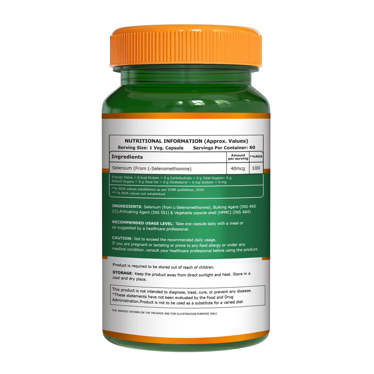 Selenium Supplement 60 Veg Capsules for Immunity & Wellness