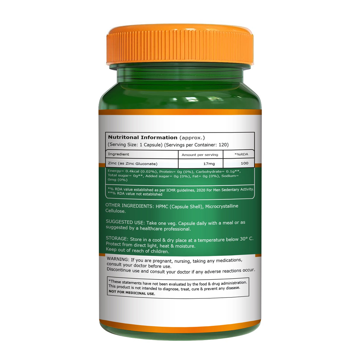 Zinc Gluconate 17mg Immunity, Metabolism & Skin Support
