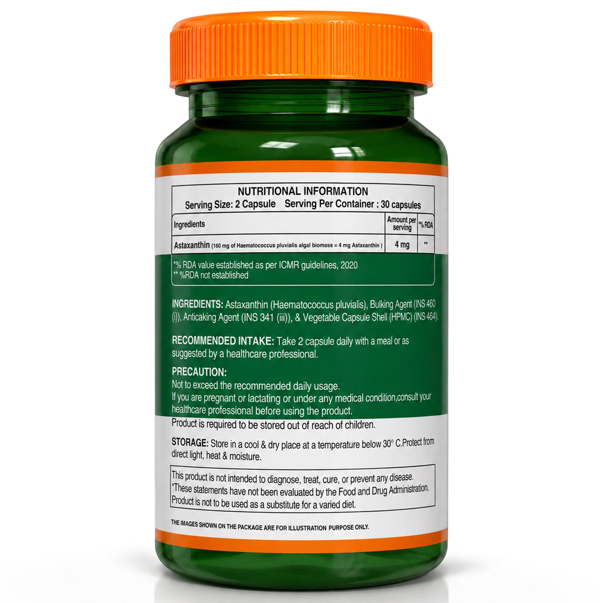 Astaxanthin 4mg Veg Capsules Eye, Skin & Muscle Health | Natural Antioxidant