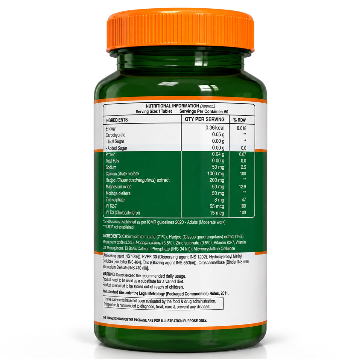 Calcium Magnesium Zinc with Vitamin D3 & K2 Bone & Muscle Support | 60 Tabs | 120 Tabs