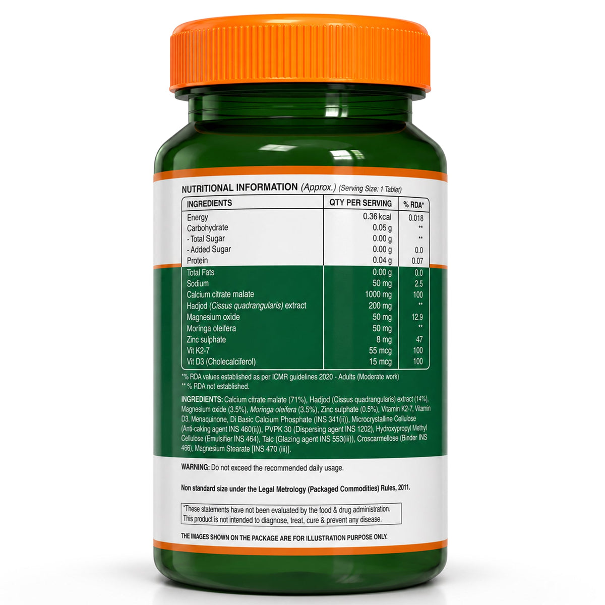 Calcium Magnesium Zinc with Vitamin D3 & K2 Bone & Muscle Support | 60 Tabs | 120 Tabs