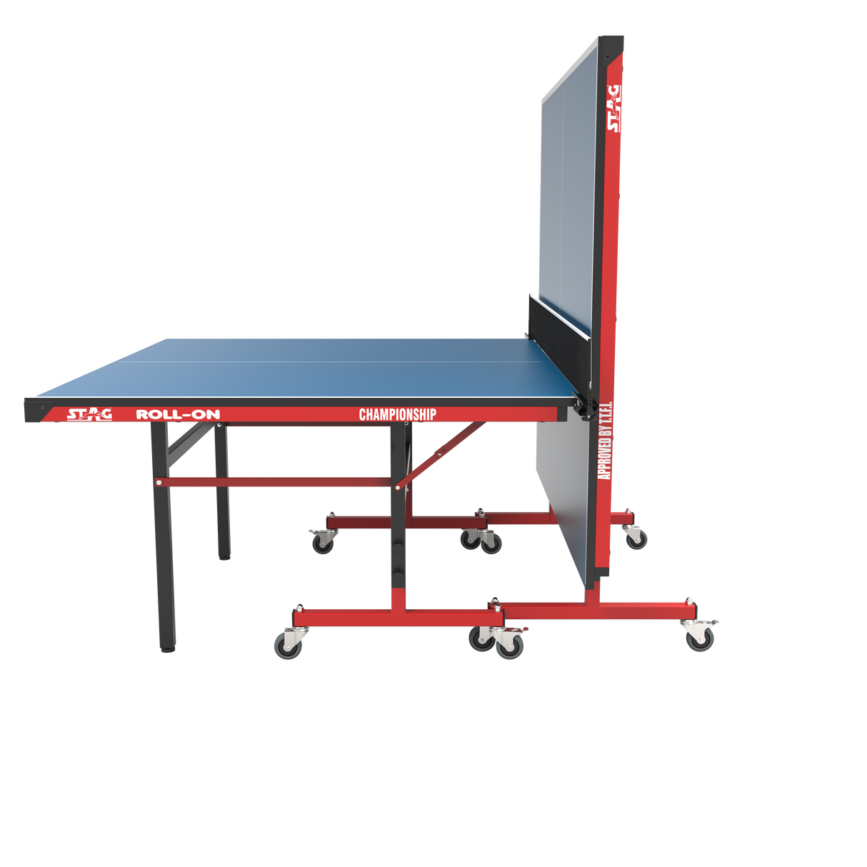 STAG GLOBAL Championship Roll-On Table Tennis TT Table – 22mm Top Thickness with 2 TT Rackets, 6 Balls, 1 Table Cover & Clamp Net