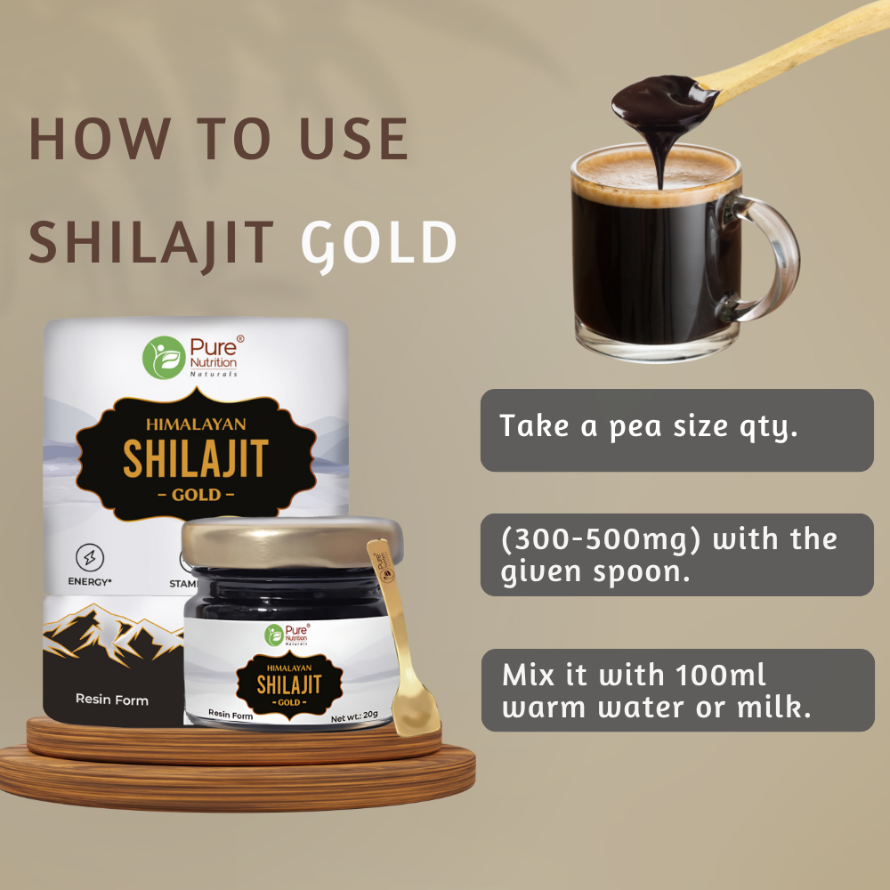 Shilajit Gold Resin Ashwagandha, Safed Musli, Saffron & Swarna Bhasma | 20g