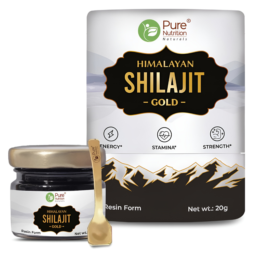 Shilajit Gold Resin Ashwagandha, Safed Musli, Saffron & Swarna Bhasma | 20g