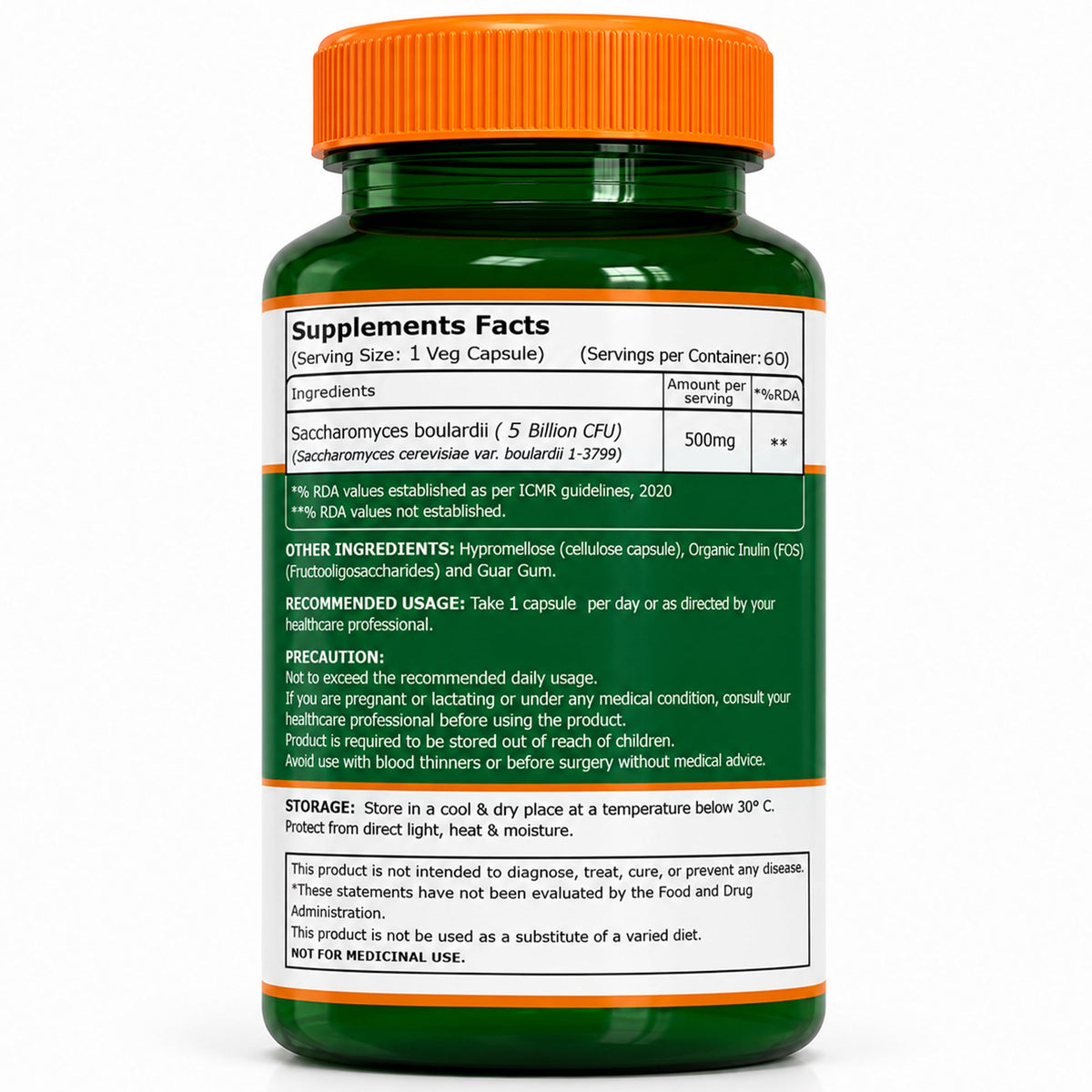 Saccharomyces Boulardii 5 Billion CFU | 60 Veg Capsules