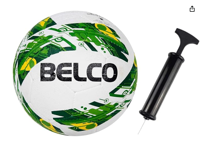 Belco Sports Cyclone Rubber Moulded Football Size 5 (Green & Red With Pump) | Kibi Sports Belco