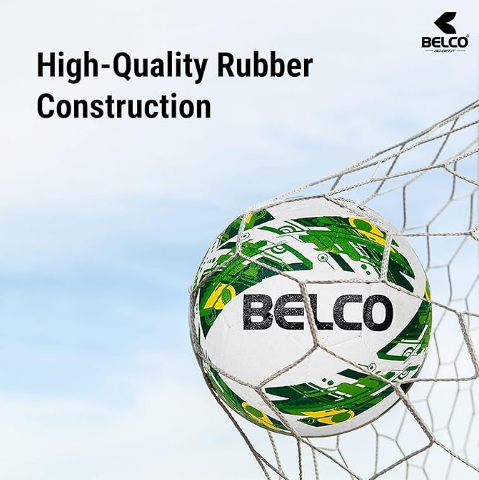Belco Sports Cyclone Rubber Moulded Football Size 5 (Green & Red With Pump) | Kibi Sports Belco