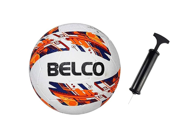 Belco Sports Cyclone Rubber Moulded Football Size 5 (Green & Red With Pump) | Kibi Sports Belco