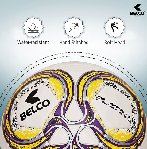 Belco Sports Platina Yellow 3PLY 1.5M PU Futsal Ball Football Size 4 | Kibi Sports Belco