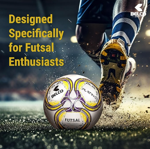 Belco Sports Platina Yellow 3PLY 1.5M PU Futsal Ball Football Size 4 | Kibi Sports Belco