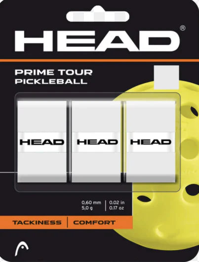 HEAD Prime Tour Pickleball Overgrip (3pcs, White)