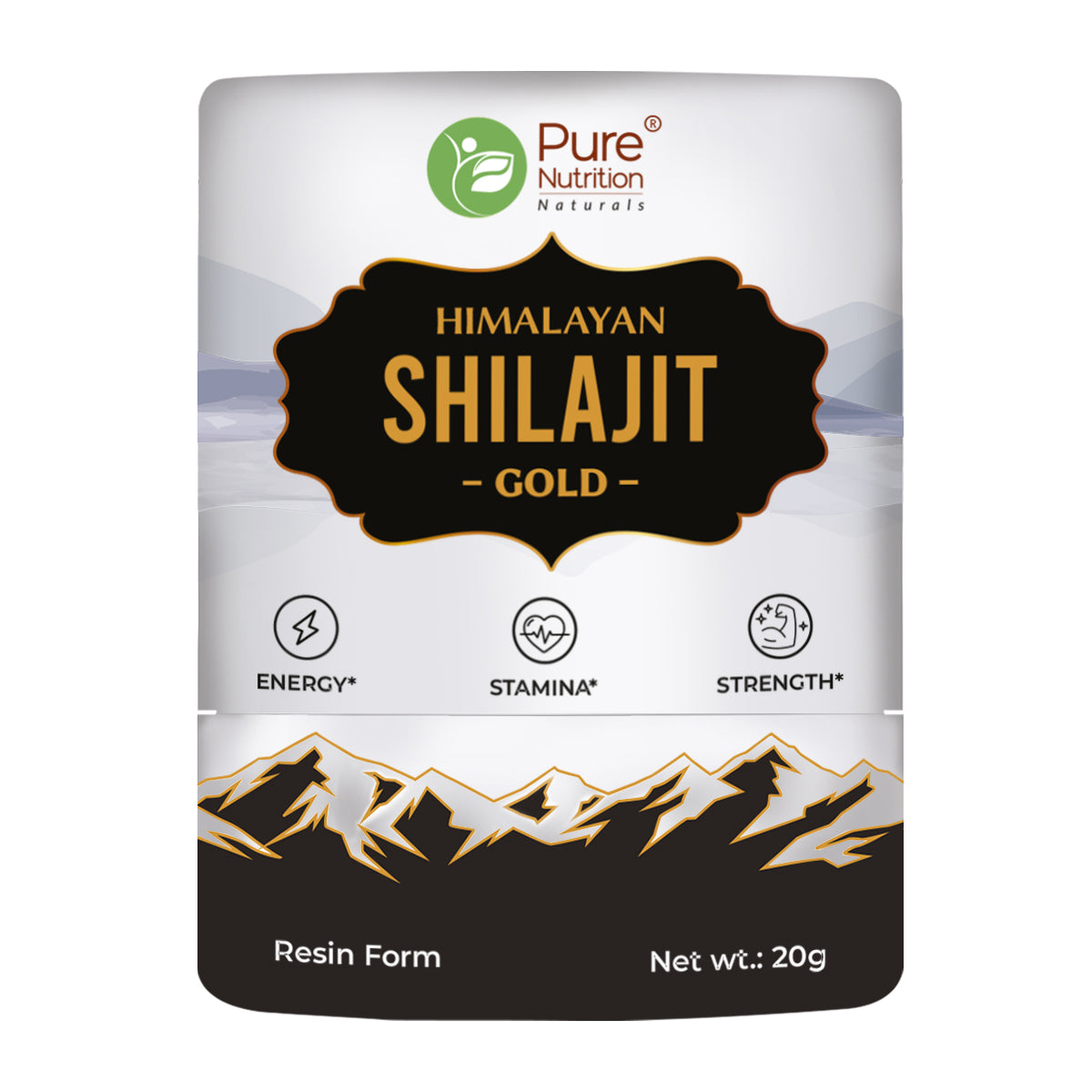 Shilajit Gold Resin Ashwagandha, Safed Musli, Saffron & Swarna Bhasma | 20g