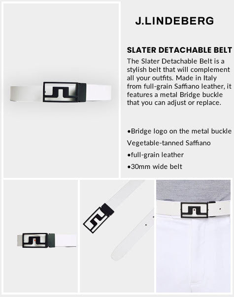 J Lindeberg Men's Slater Detachable Belt - White