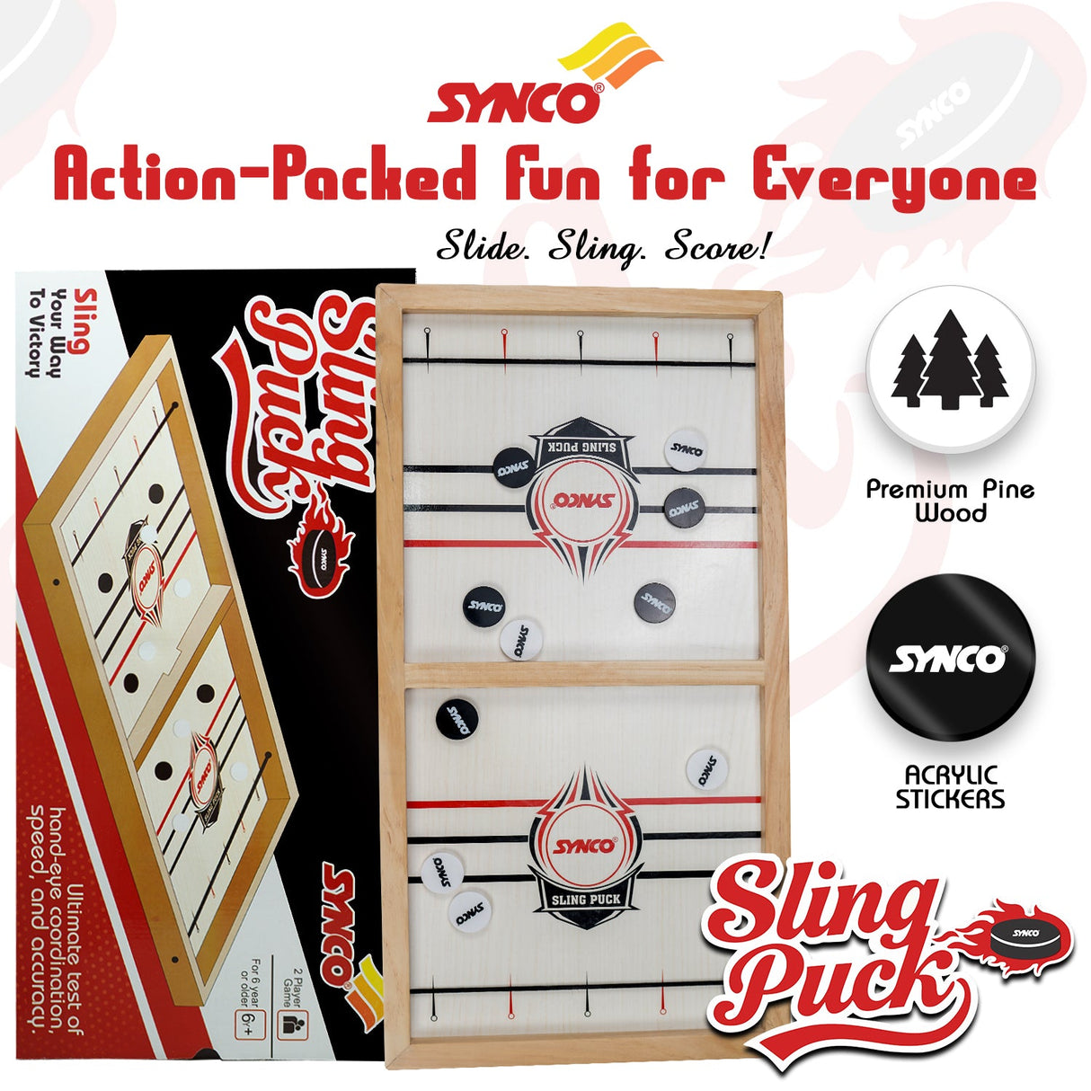 Synco Sling Puck Game | wooden Game for Kids & Adults