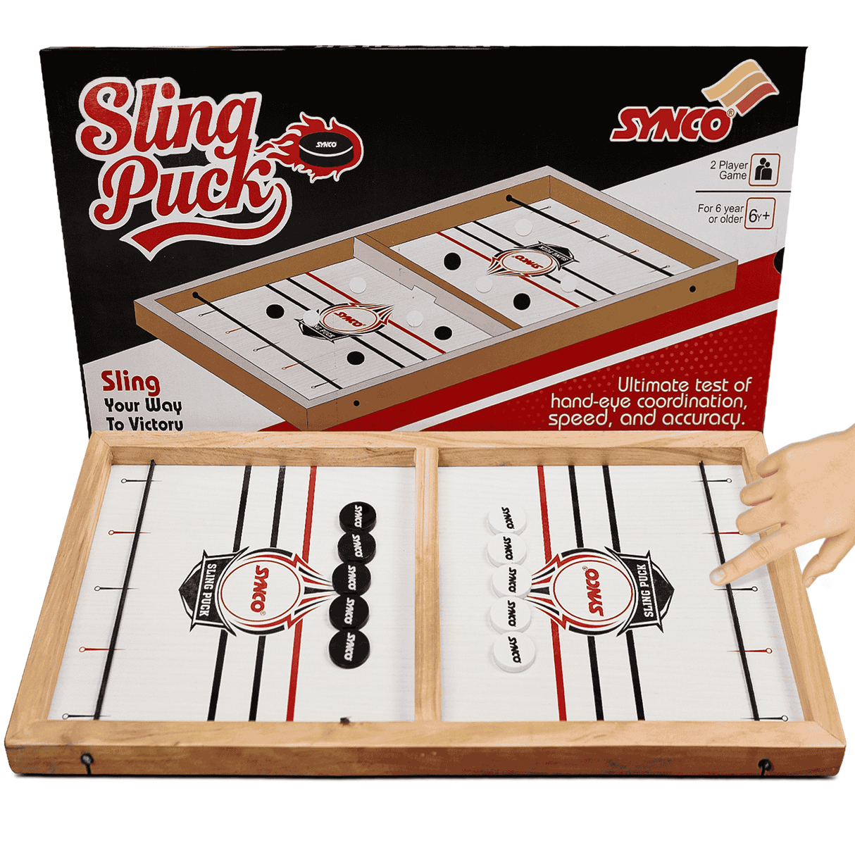 Synco Sling Puck Game | wooden Game for Kids & Adults