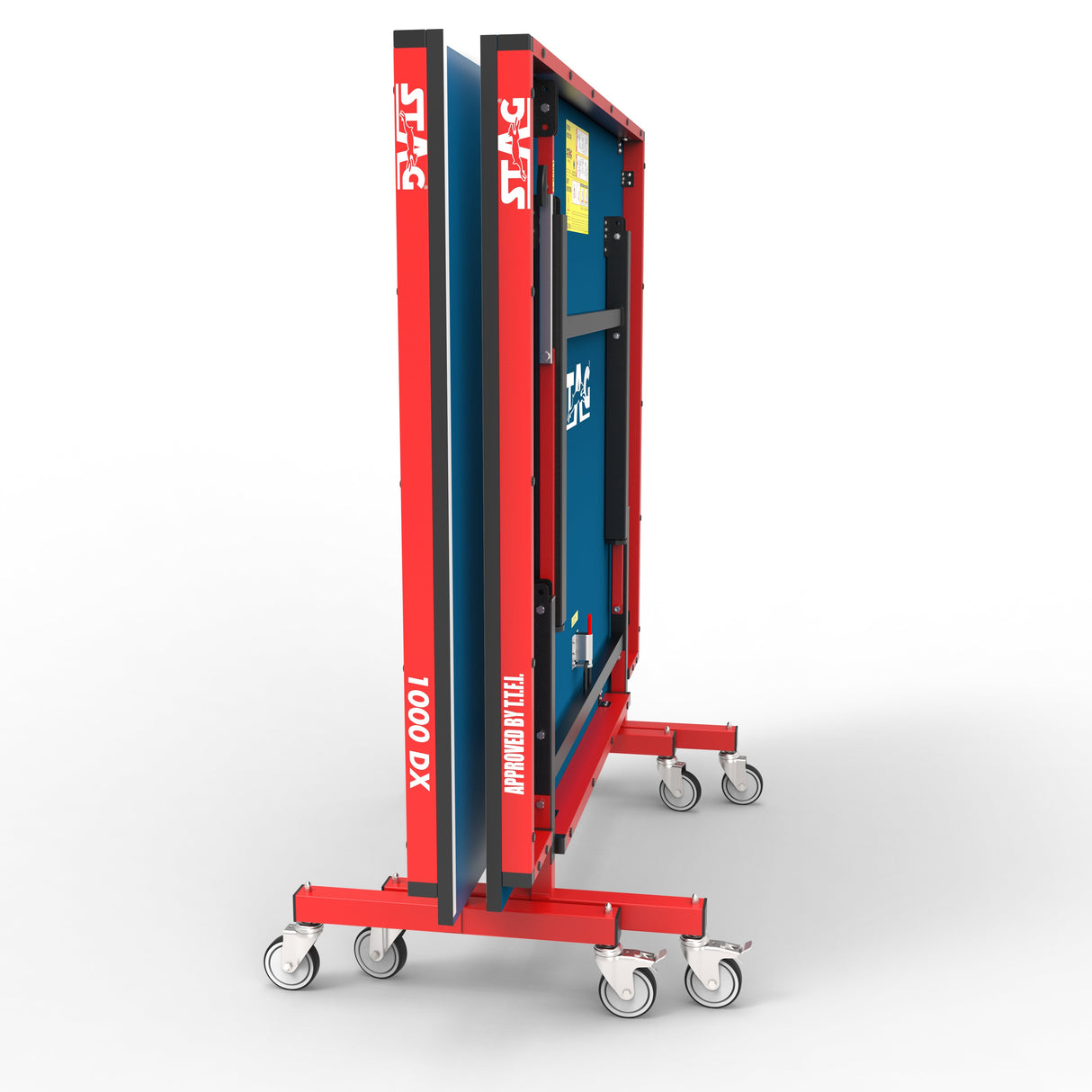 STAG GLOBAL Deluxe 1000 DX Table Tennis Table, 25mm Blue Top with 2 TT Rackets, 6 Balls, 1 Table Cover & Clamp Net